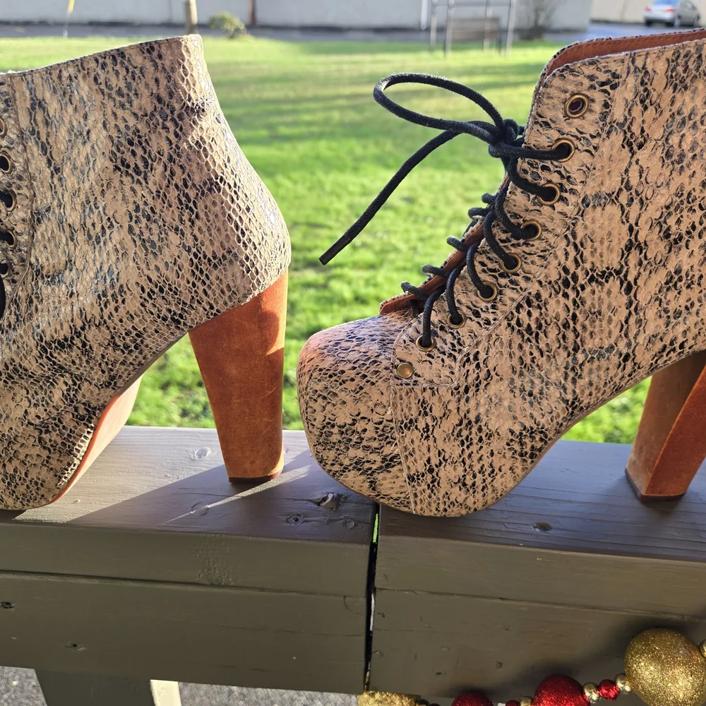 Jeffrey Campbell Black and Brown Lace-Up Boots - Picture 3 of 8